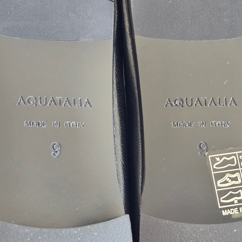 Aquatalia Womens Black Leather Square Toe Flat Shoes Made in Italy Size 9M - Picture 11 of 11